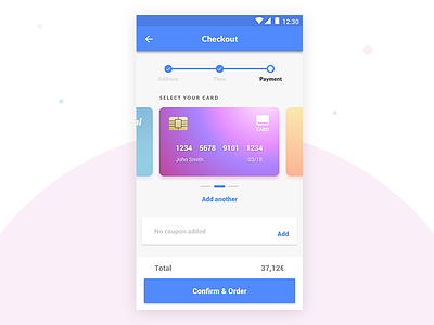 Checkout App View 🛍 android androidapp app card cards check out checkout design gradients material materialdesign payment