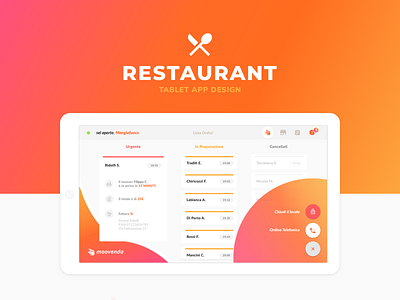 A tablet app design for restaurant owners 🍕 app tablet delivery food interface logo orange tablet ui ui design ux design ux ui
