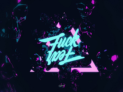 Fuck Fear calligraphy cinema4d design lettering neon skull typography