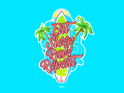 Eat Sleep Rave Repeat design illustration lettering ocean sea summer typography wave