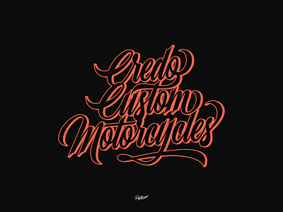 Credo Custom Motorcycles brand branding calligraphy custom lettering logo motorcyle orange typography vector