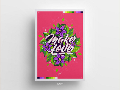 Make Love color design illustration lettering pink poster typography