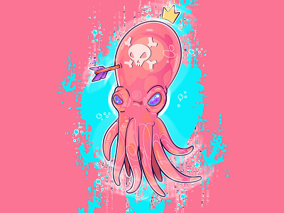 Octopus color design illustration instagram poster sailor sea vector