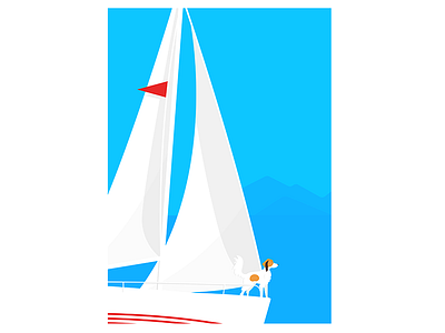 Sailingboat blue boat dog sail sailing sailingboat