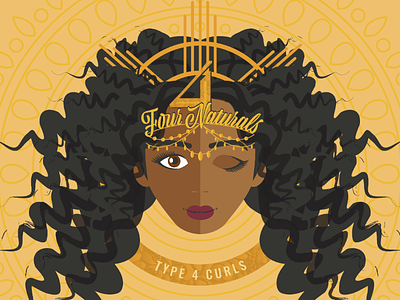 Natural Queen black girl magic curls curly girl curly hair hair illustration oshun queen winking