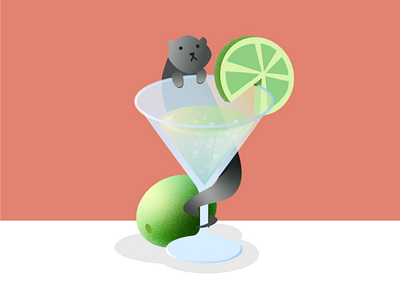 Mink's drinks bubbles drinks illustration lime martini mink weasel