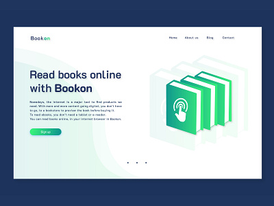 Bookon Landing Page book books branding design illustration landing landing page logo online read typography ui ux