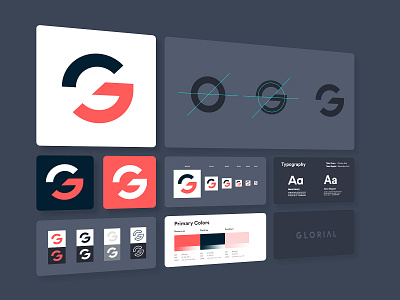 Glorial Brand Style Guide brand branding colorful design glorial grid icon identity logo mobile style styleguide typography vector