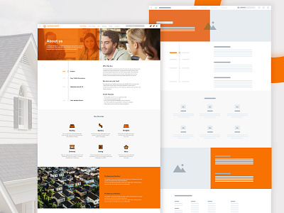 About Us Website Design with Wireframe about about us brand gradient orange user interface userinterface web web design webdesign website website design wireframe