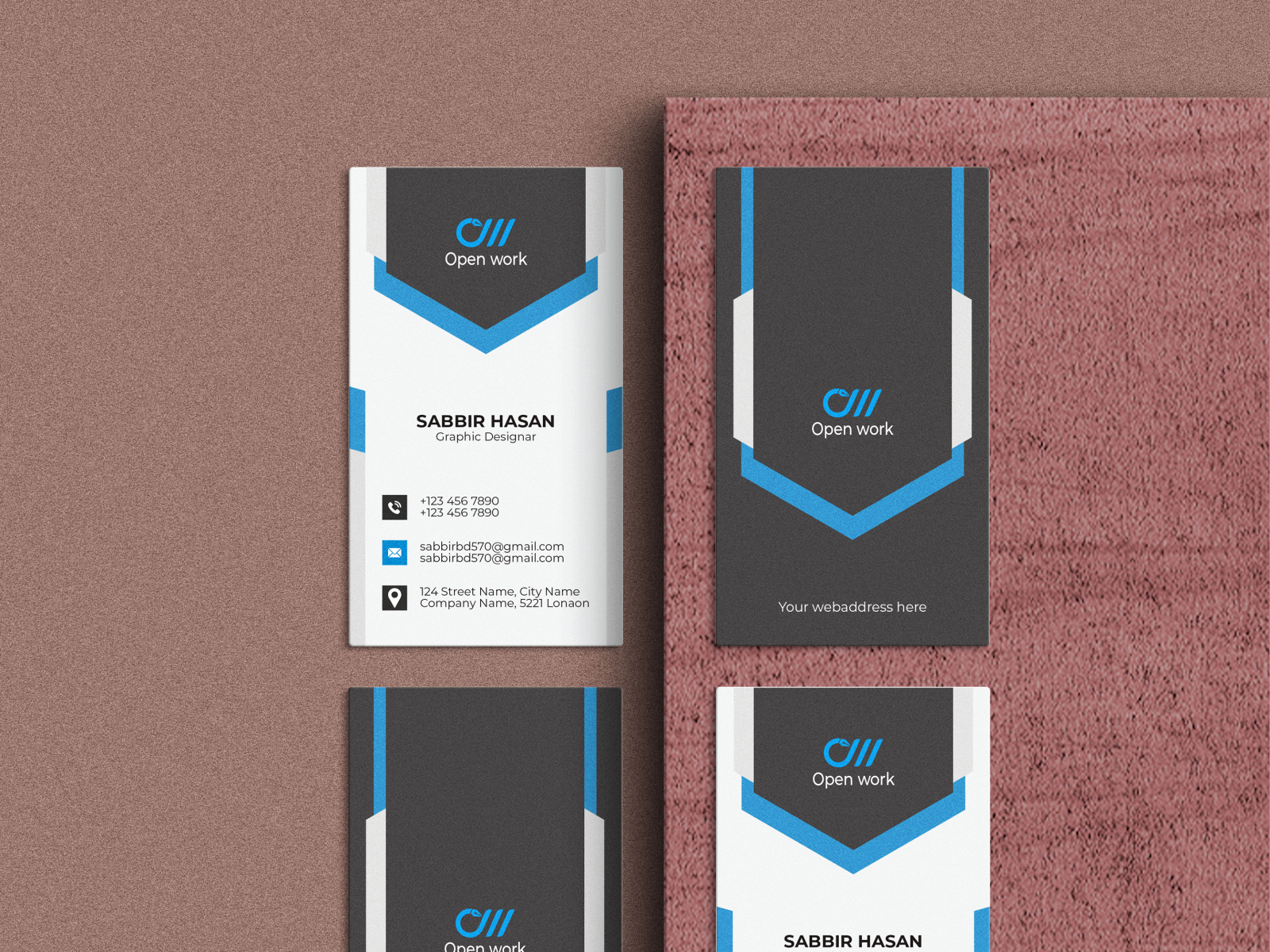 Vertical Business card by Open work on Dribbble