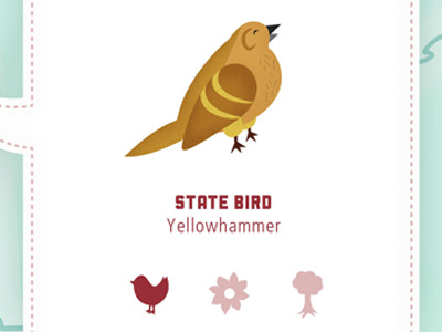 50NiftyStates america app bird bubble icons illustration ipad speech bubble state stitching ui watercolor