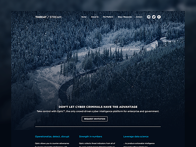 Threat / Stream - Home Page - alt background creek minimal nature photograph trees ui ux web design whistler