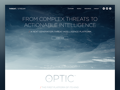 Threat / Stream design extra light gotham home page layout mountains nature network photography security typography web design
