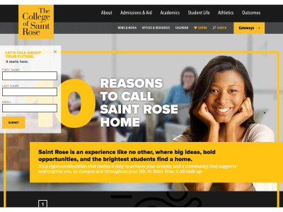 Saint Rose animation college education icons parallax ui web website