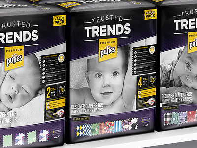 Trusted Trends babybutt bartleyndick diaperdesign diapers fashionbaby ficosota nycbrandingagency packagingdesign pufies trustedtrends