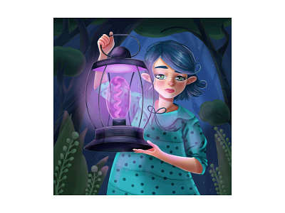 Girl with a lantern. art art commissions book cover illustration book illustration branding cartoon character character design character development commission open packing design stylized visual development