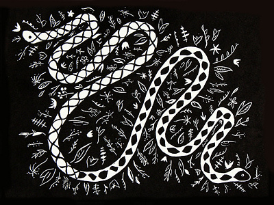 Snakeskin illustration printmaking relief snake woodcut