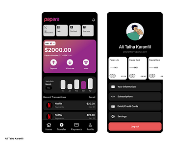 Redesigned Papara Mobile App by Ali Talha Karanfil app banking branding design mobile ui ux