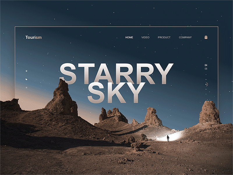Tourism website, desert sky travel desert landscape night product sky star starry travel typography typography art web website