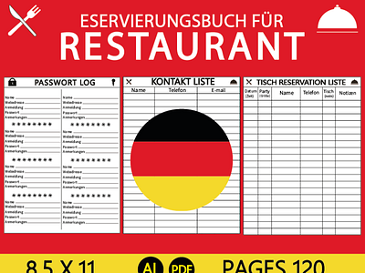 Reservierungsbuch für Restaurant amazon kindle branding design graphic design illustration interior design kdp kdp interior logo ui ux vector