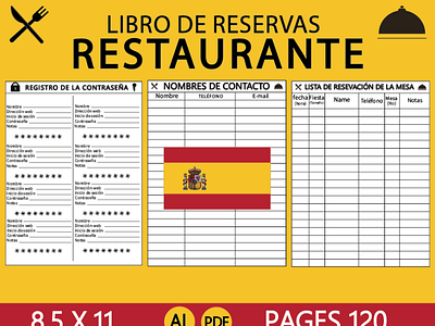 libro de reservas restaurante amazon kindle branding design graphic design illustration kdp kdp cover kdp interior logo ui ux vector