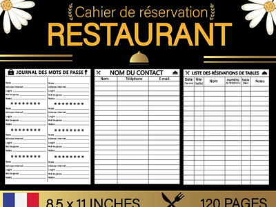 Cahier de réservation restaurant