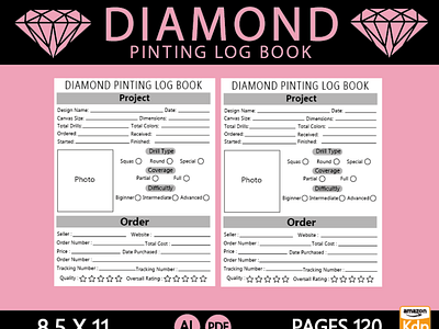 Diamond Pinting Log book amazon kindle branding design illustration kdp kdp interior logo ui ux vector