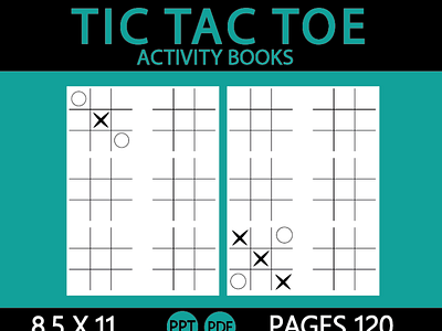 TIC TAC TOE Activity Book amazon kindle branding design illustration kdp kdp interior logo ui ux vector