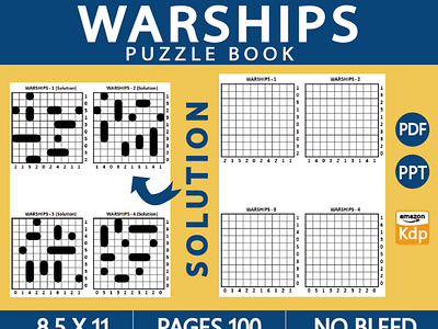 Warships - Puzzle Book amazon kindle branding design illustration kdp kdp interior logo ui ux vector