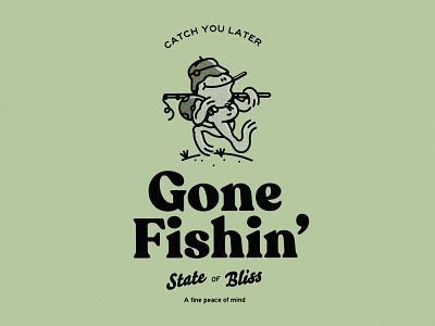 Gone Fishin' design fishing fun halftone illustration