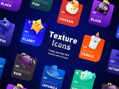 Texture Icons black candle chicken colourful cute fish icon icons illustration logo octopus planet rain texture