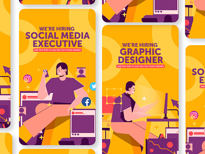 Hiring Poster art character corporate designs graphicdesign hiring illustration instastory poster social media social media pack vector