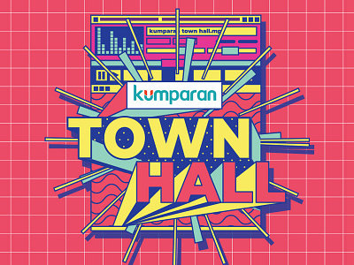 Town hall art branding illustration marketing style vector