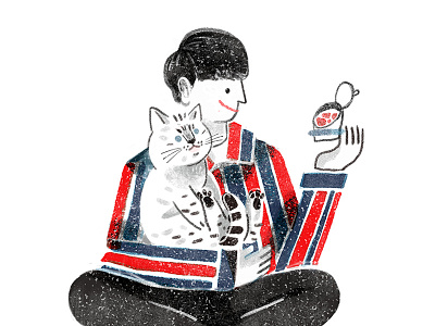 Illustration | Boy and his cat