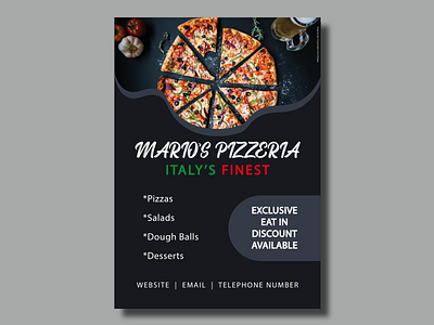 Mario's Pizzeria Flyer branding design flyer flyerdesign graphic design pizza pizzeria poster posterdesign restaurant