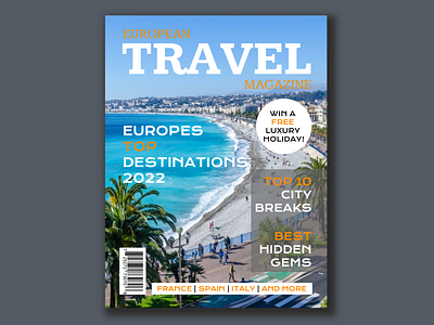 Travel Magazine Cover cover design europe european graphic design holiday magazine magazine cover travel