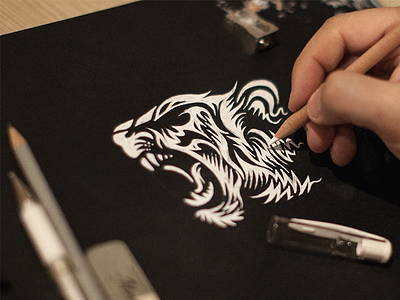 Tigerrr animal beast black drawing illustration paper print sketch tiger