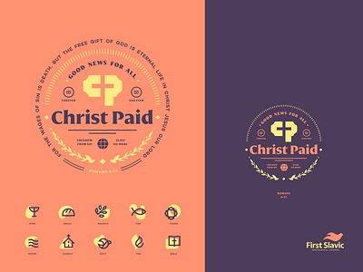 Christ Paid badge branding church icon identity illustration logo mark patch