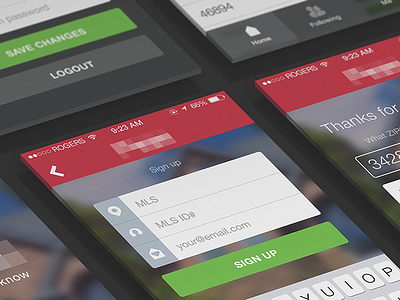realestate app app design feed flat icon ios ios7 iphone login red sketch wireframe