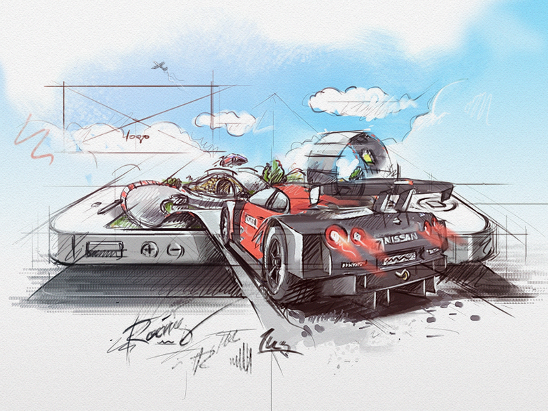racing app *sketch racing car sketch pencil pen paint ink lettering iphone ios
