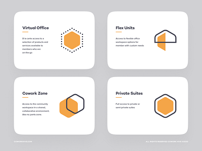 Cowork Hive app bee card cowork hive icons logo office set