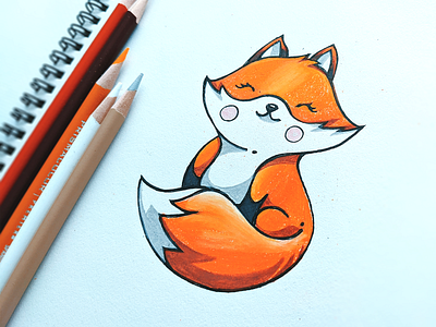 🦊 branding design drawing fire fox identity illustration pencil website