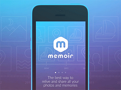 Memoir 2.0 animation app branding illustration ios iphone logo memoir