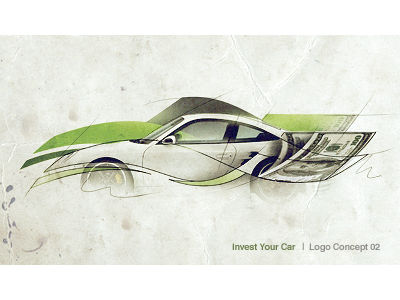 Exotic Auto Invest car fast flow icon identity logo money pencil porsche rough sketch wheels