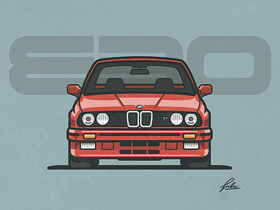 BMW E30 auto bimmer bmw car e30 fast illustration m3 red sport