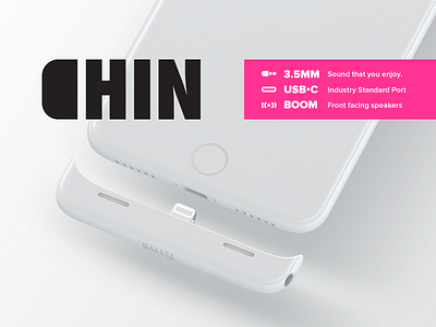 Chin - Bring standard ports back to iPhone 3d chin cinema device iphone landing lettering logo macbook page product website