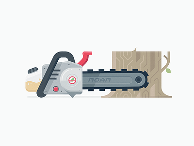 Chainsaw branding chainsaw gas green icon illustration roar saw tree web website