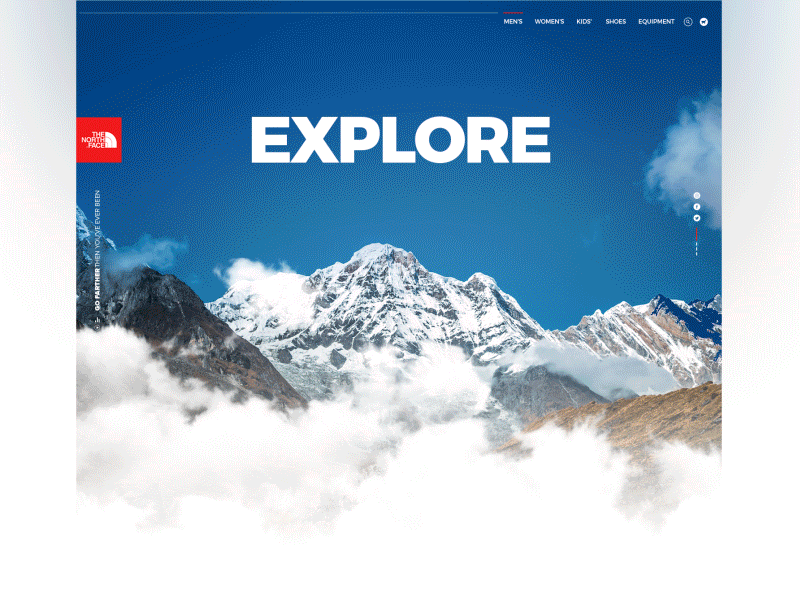 Exploring The North Face typography illustration identity animation gif interaction app branding cloud mountains site web