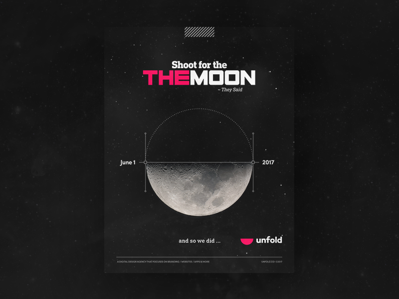 unfold gone global type branding logo moon icon joke illustration poster ad