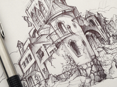 castle sketch castle city illustration pen sketch